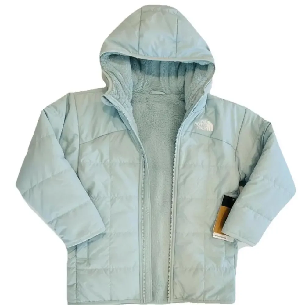 $160 The North Face Reversible Shasta Short Parka Jacket Girls XS(6) Muted Pine